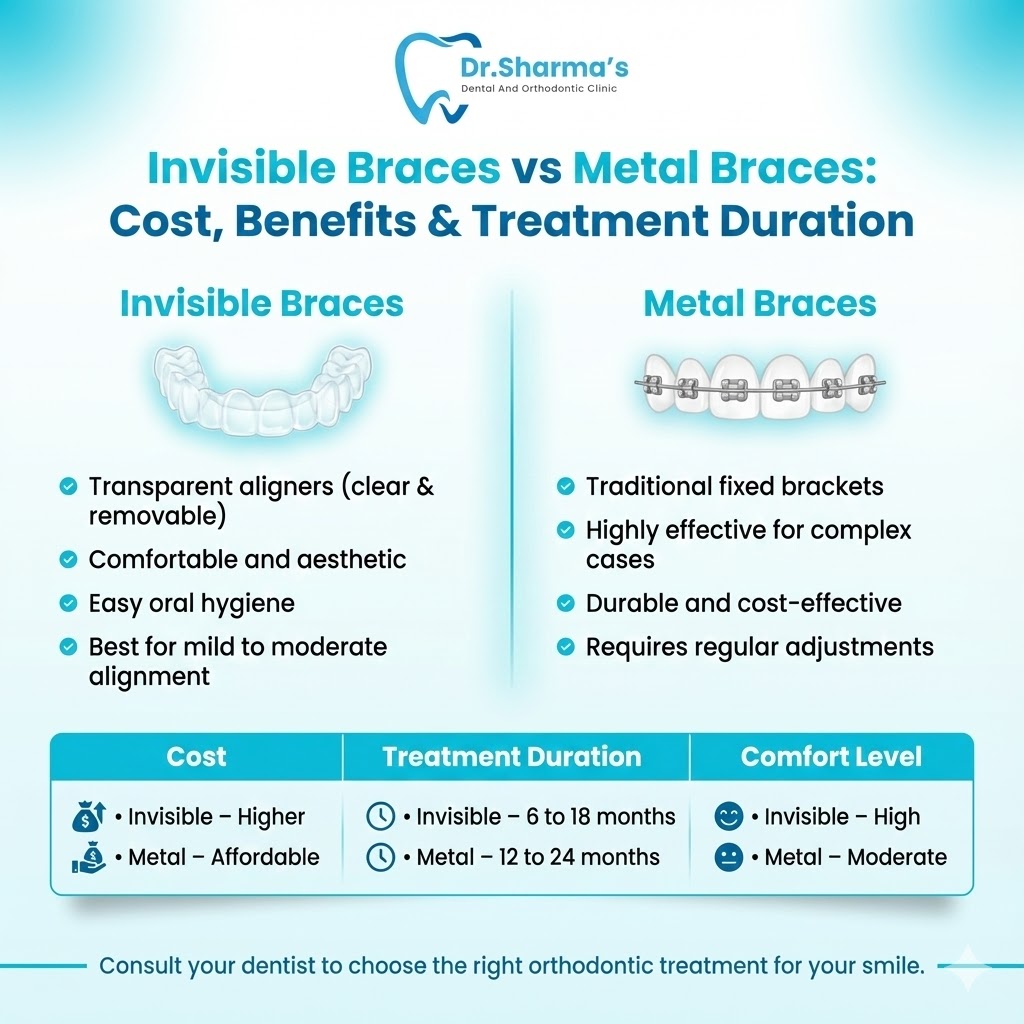 Invisible Braces vs Metal Braces: Cost, Benefits, and Treatment Duration